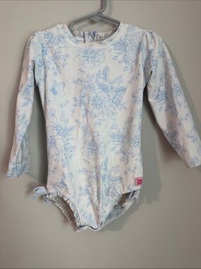 Ruffle Butts Light Blue Floral Long-Sleeve One-Piece